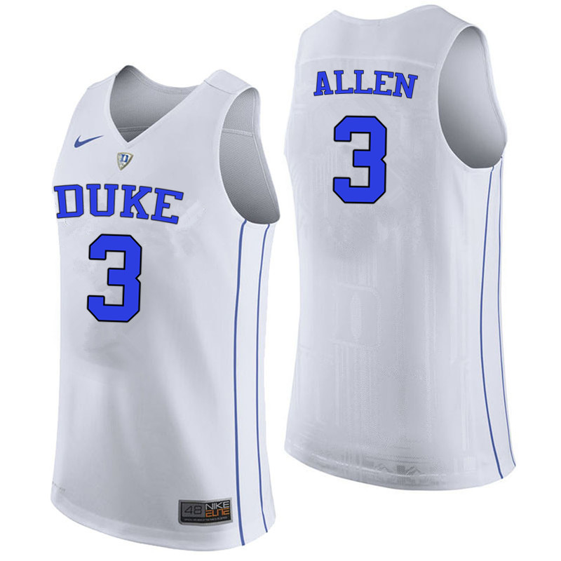 Men #3 Grayson Allen Duke Blue Devils College Basketball Jerseys-White